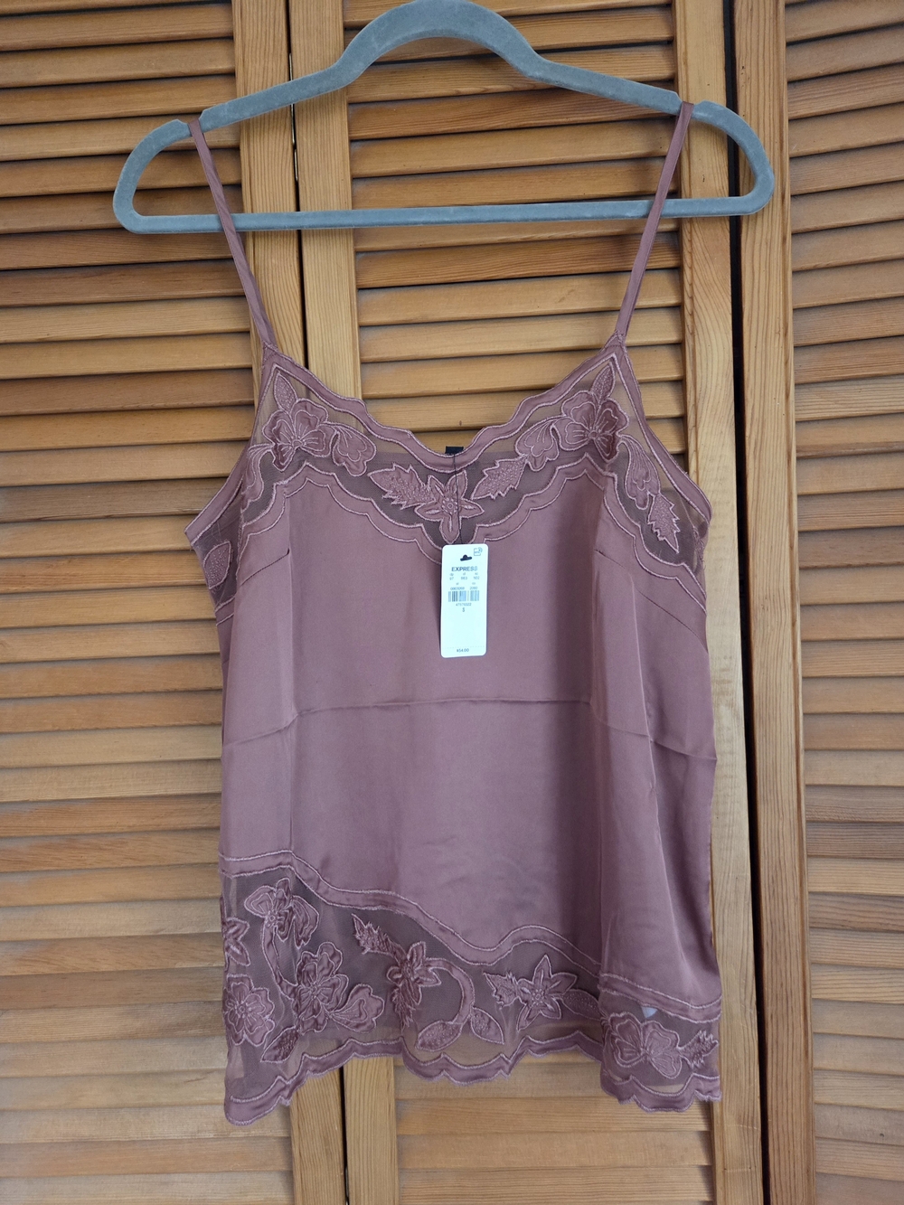 Express Mauve Lace-Trim Satin Cami